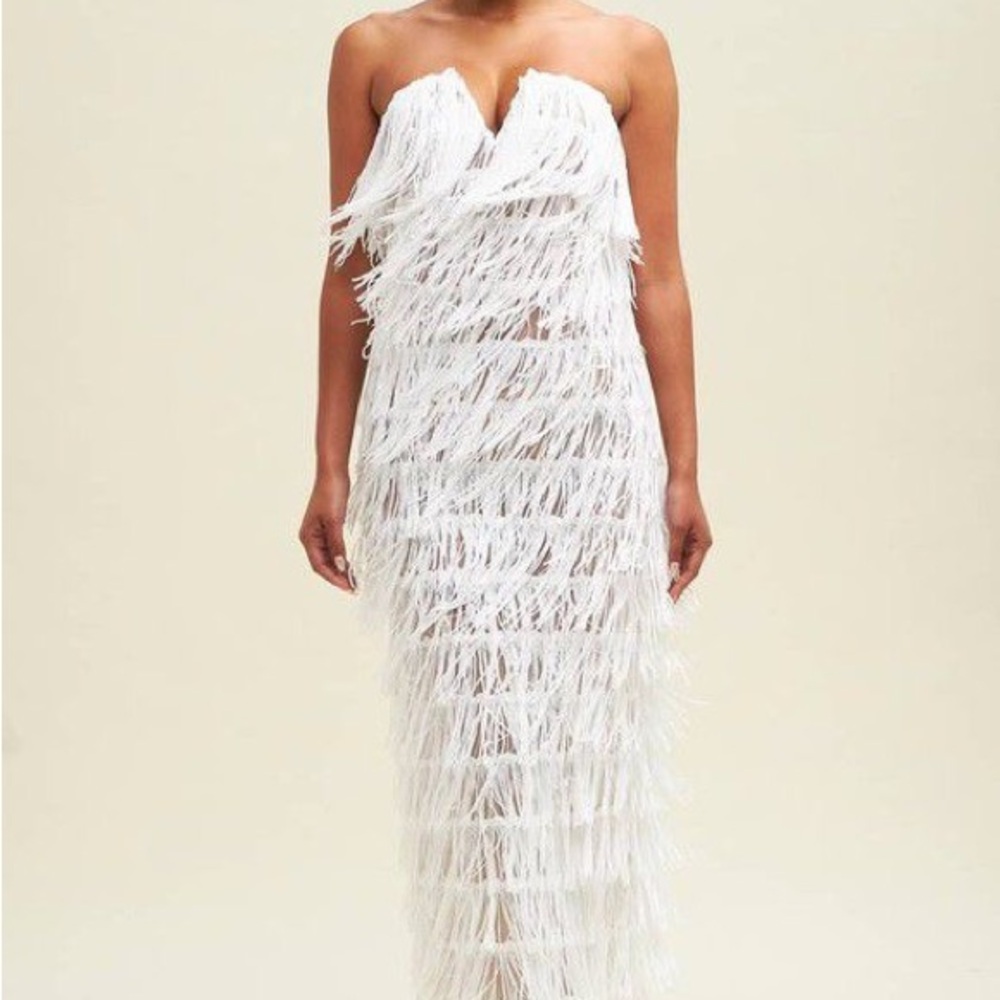 Elegant White Fringe Dress